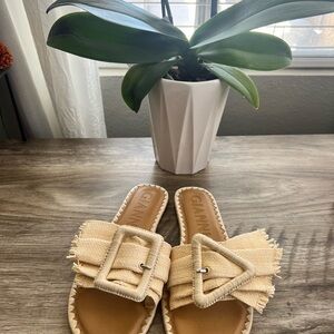 Ganni Cream Women's Slide Sandals